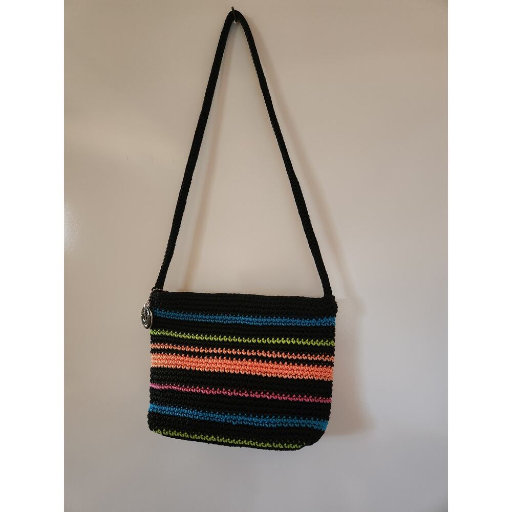 THE SAK purse Black Multi Crochet Recycled Cord Knit  Shoulder Bag